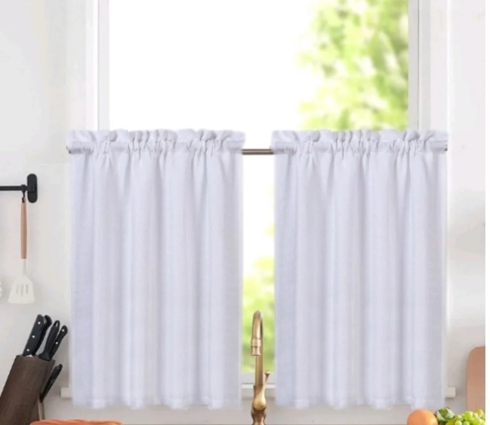 New with tags! Set of 2 Tiers Waffle Weave White Kitchen Curtains 60 x 45